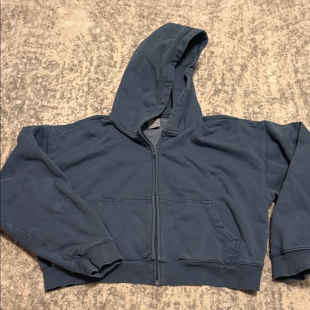 TNA Dusty blue cropped Zip-Up Hoodie
